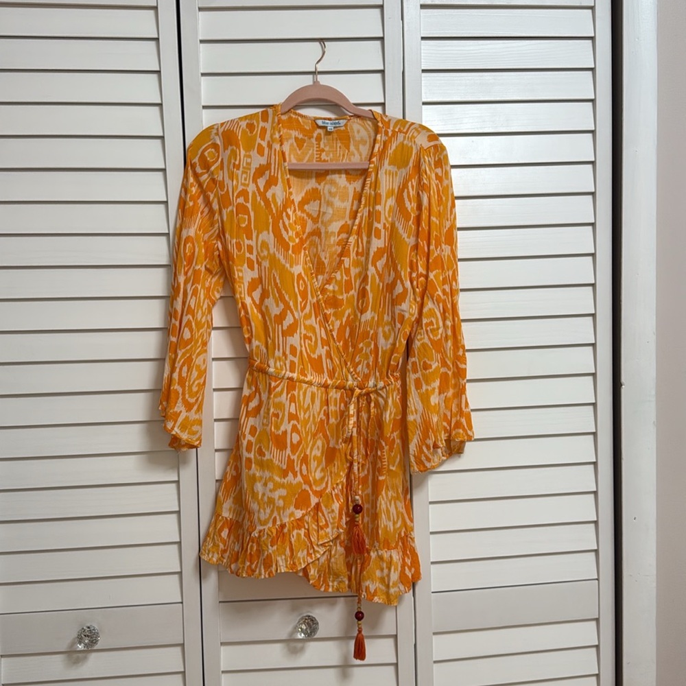Blue Island Boho Wrap Orange Beach Cover Up